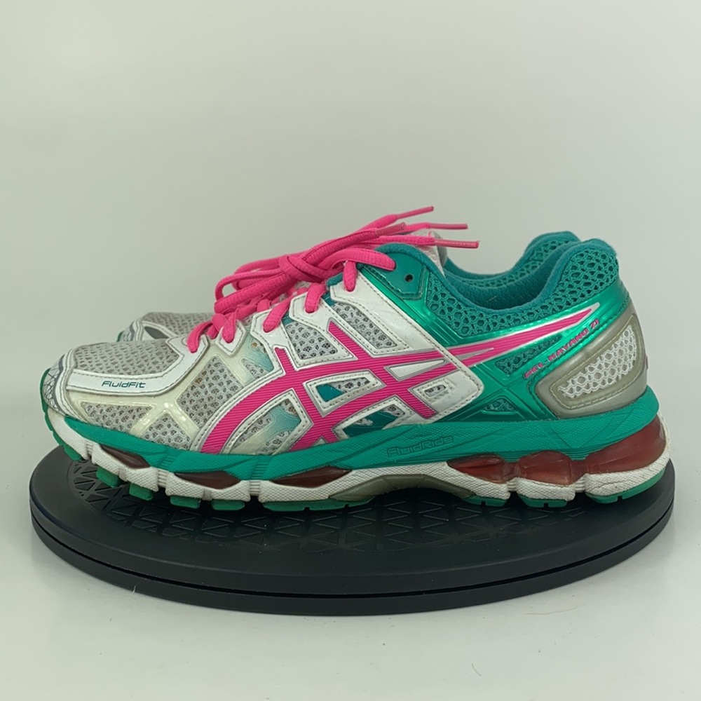 Asics Gel-Kayano 21 White/Green Athletic Running Shoes T4H7N Women's Size 8 - Picture 8 of 12